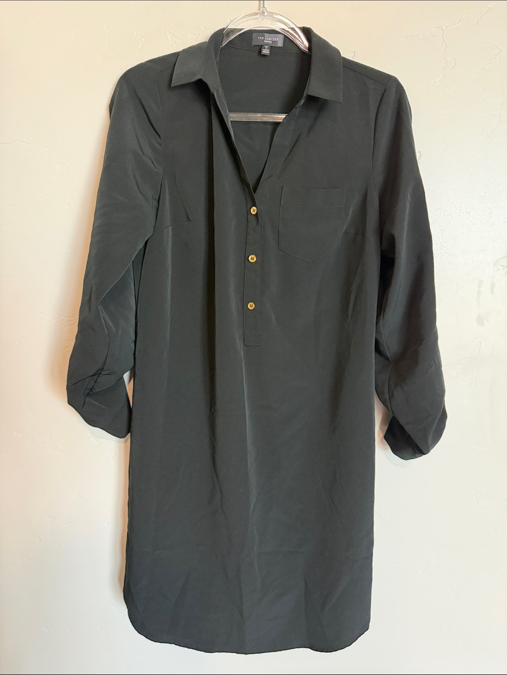 The Limited Ashton Black Button-Down Tunic Shirt Dress